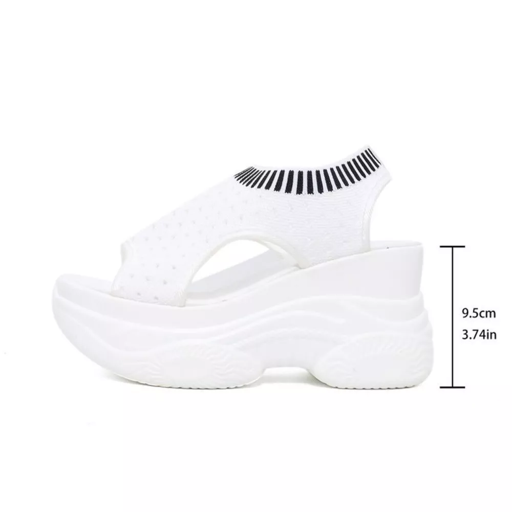 Mesh Platform Wedge Sandals, image 4