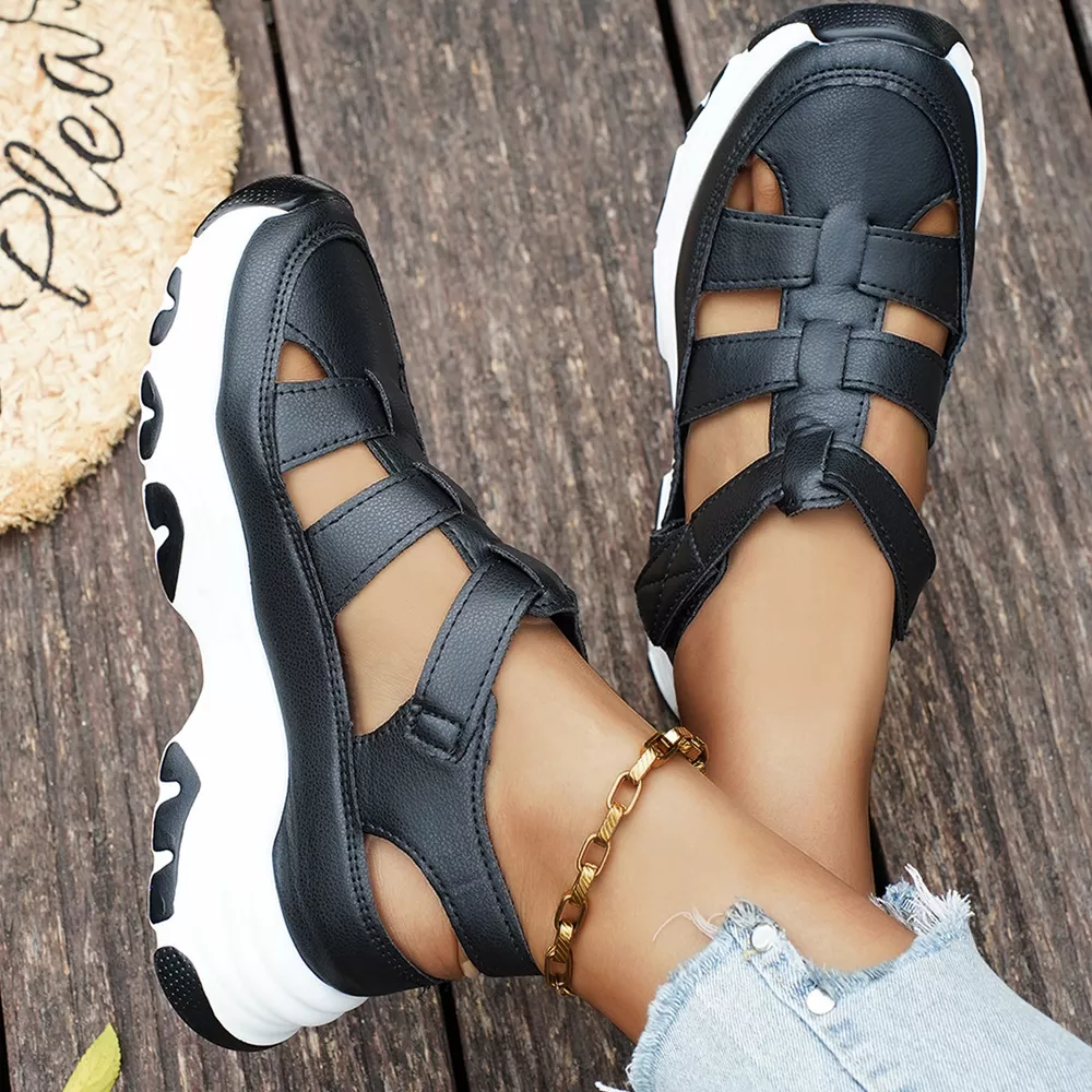 Cutout Round Toe Platform Sandals, image 4