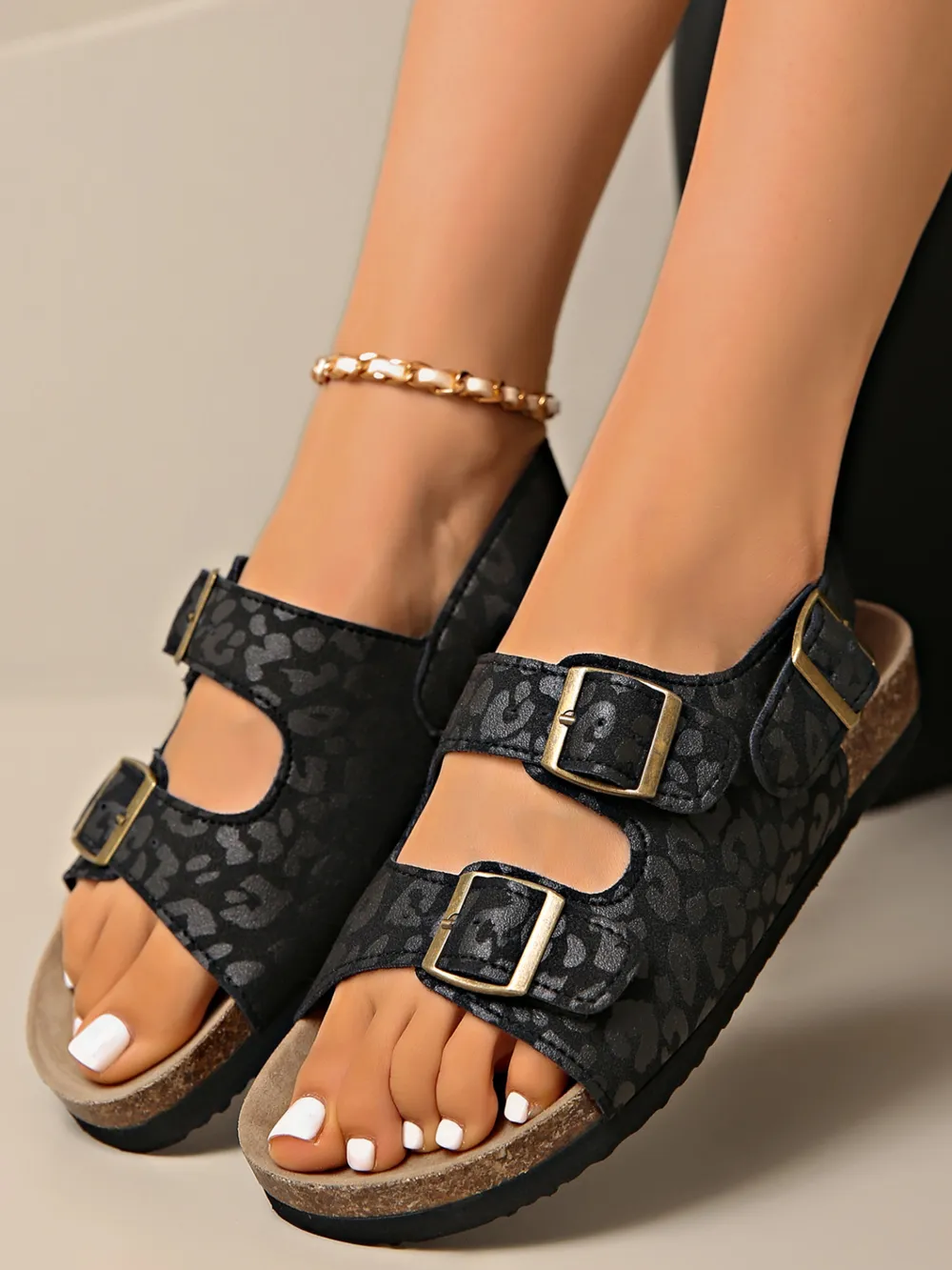 Leopard Double Buckle Sandals, image 5