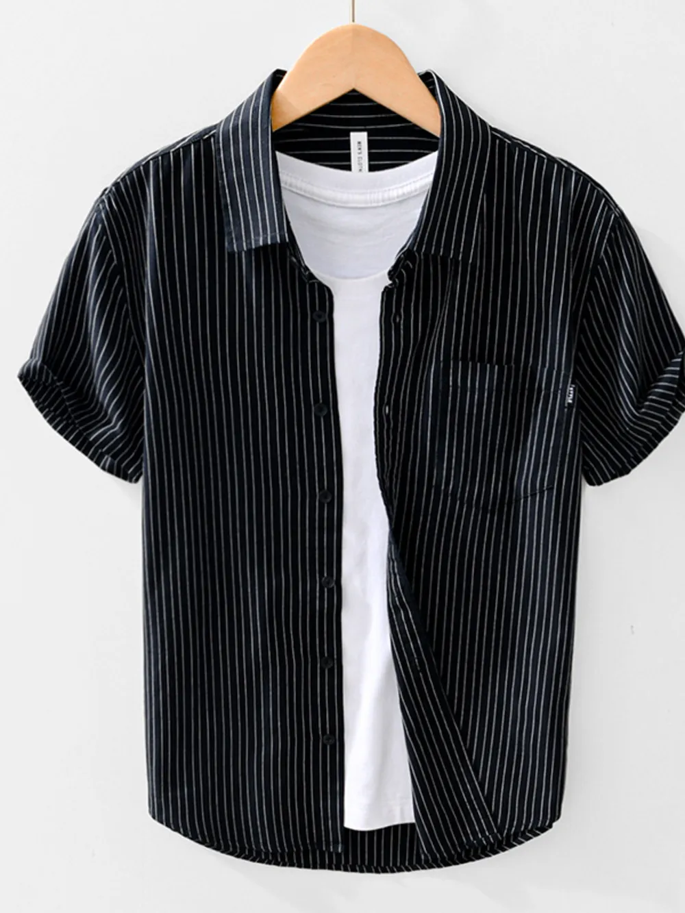 Men's Striped Button Up Short Sleeve Shirt