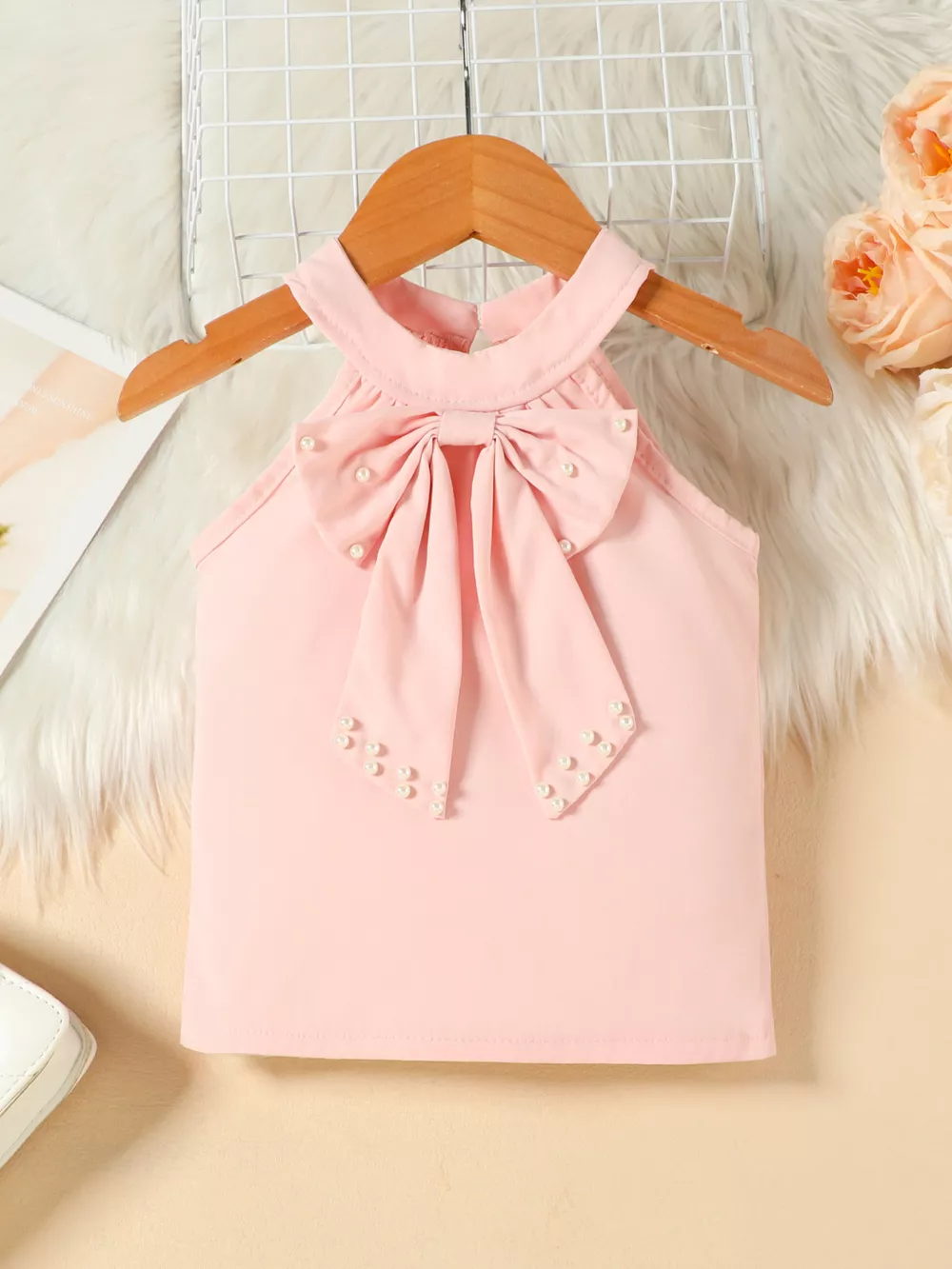 Children's Pearl Bowknot Top and Skirt Set, image 3