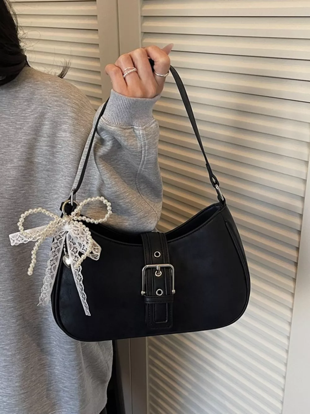 Buckle Decor Shoulder Bag, image 5