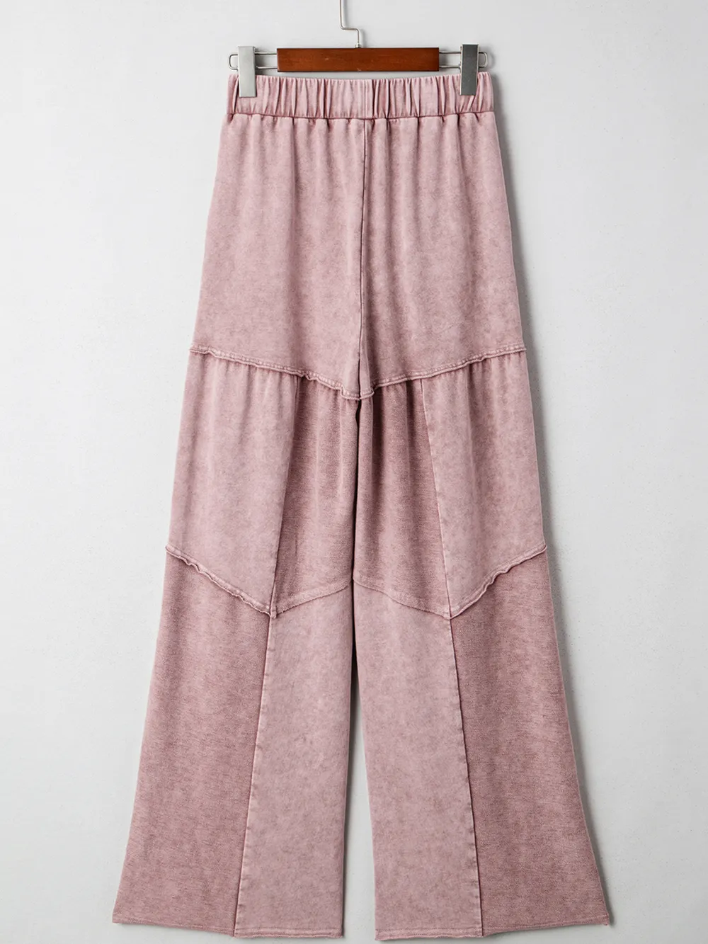 Mineral Wash Tiered Wide Leg Patchwork Drawstring Pants, image 3