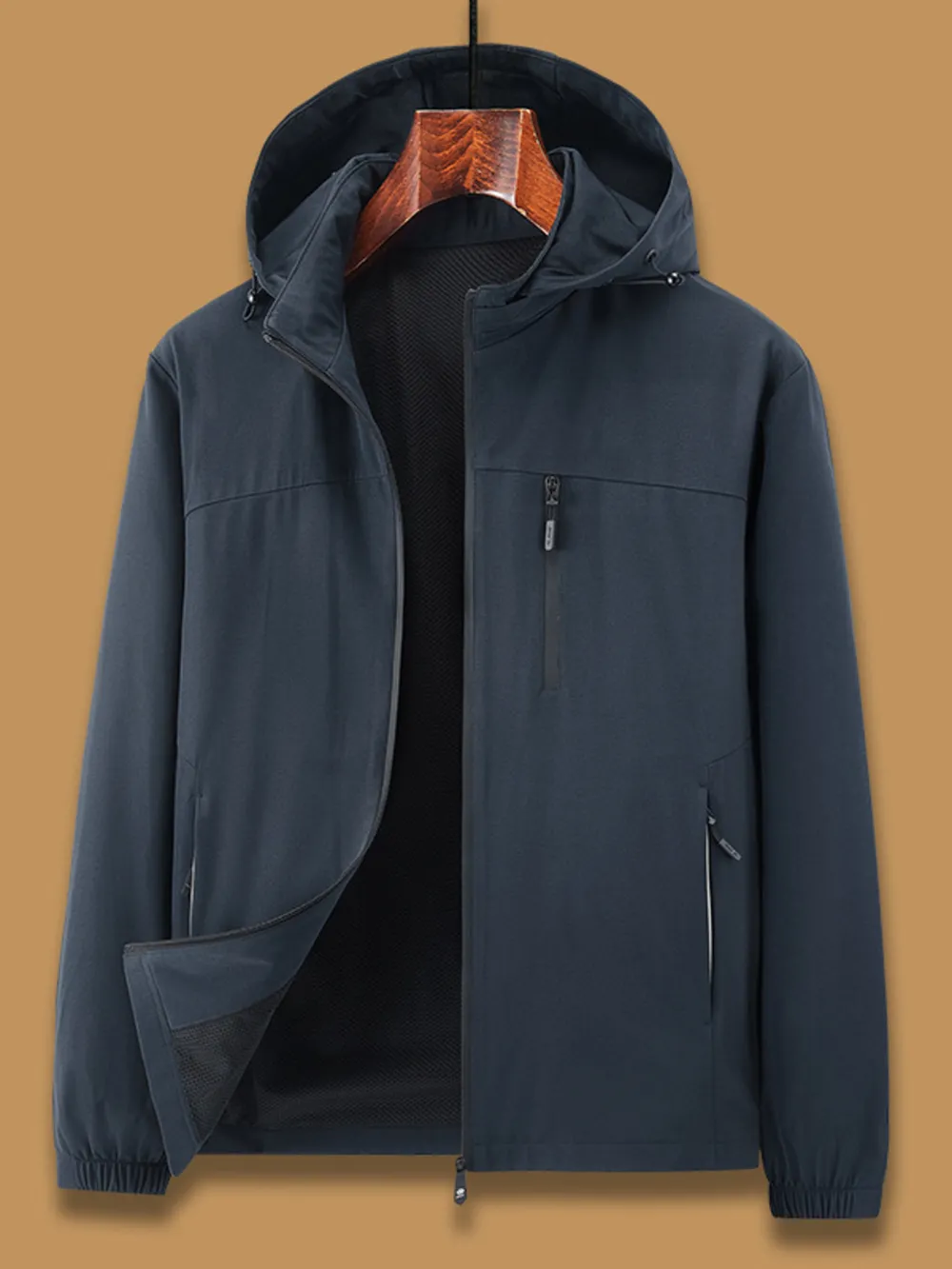 Men's Plus Size Zip Up Long Sleeve Hooded Jacket, image 2