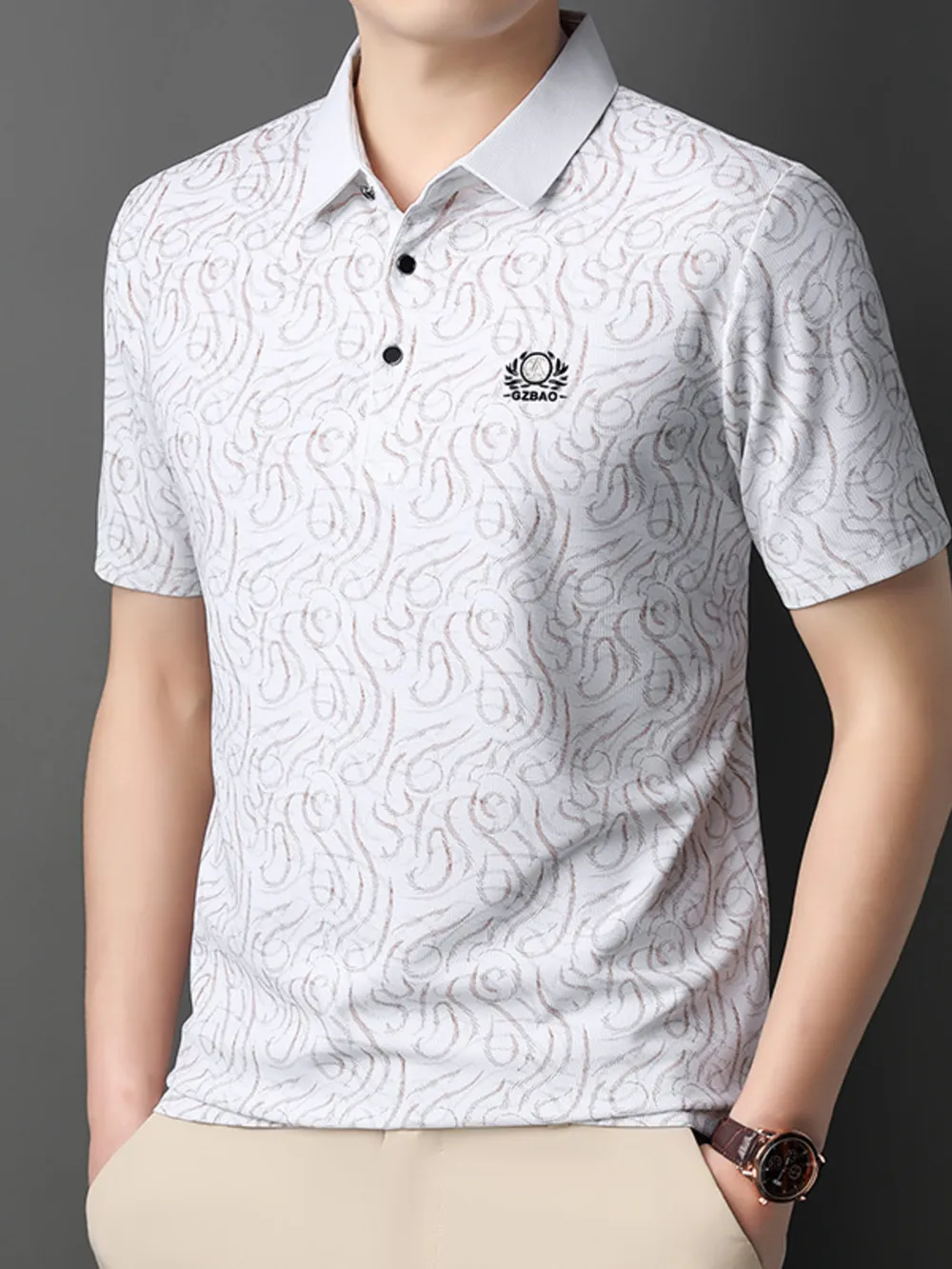 Men's Full Size Button Detail Short Sleeve Polo Plus Size, image 5