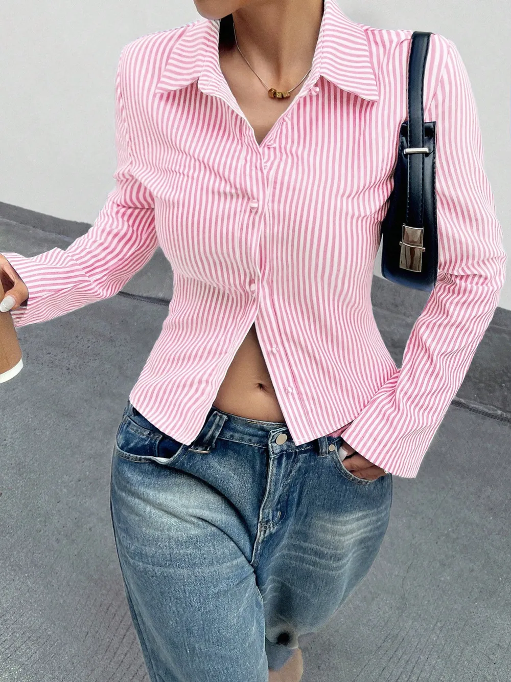 Striped Button Up Long Sleeve Shirt, image 28