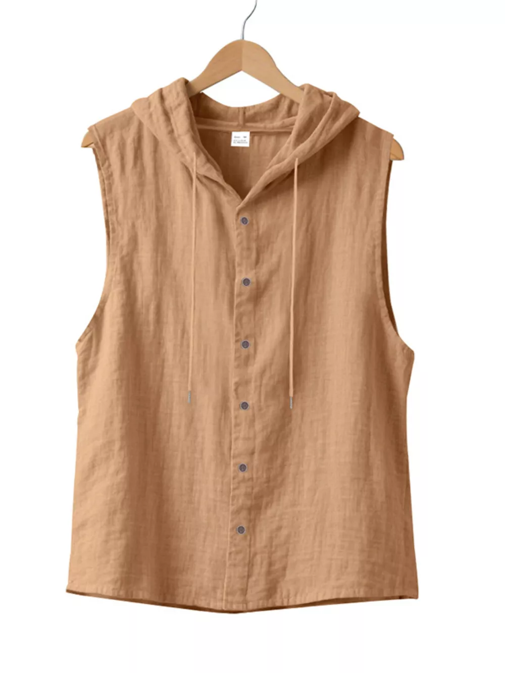 Men's Full Size Casual Sleeveless Hooded Button-Down Top Plus Size, image 8