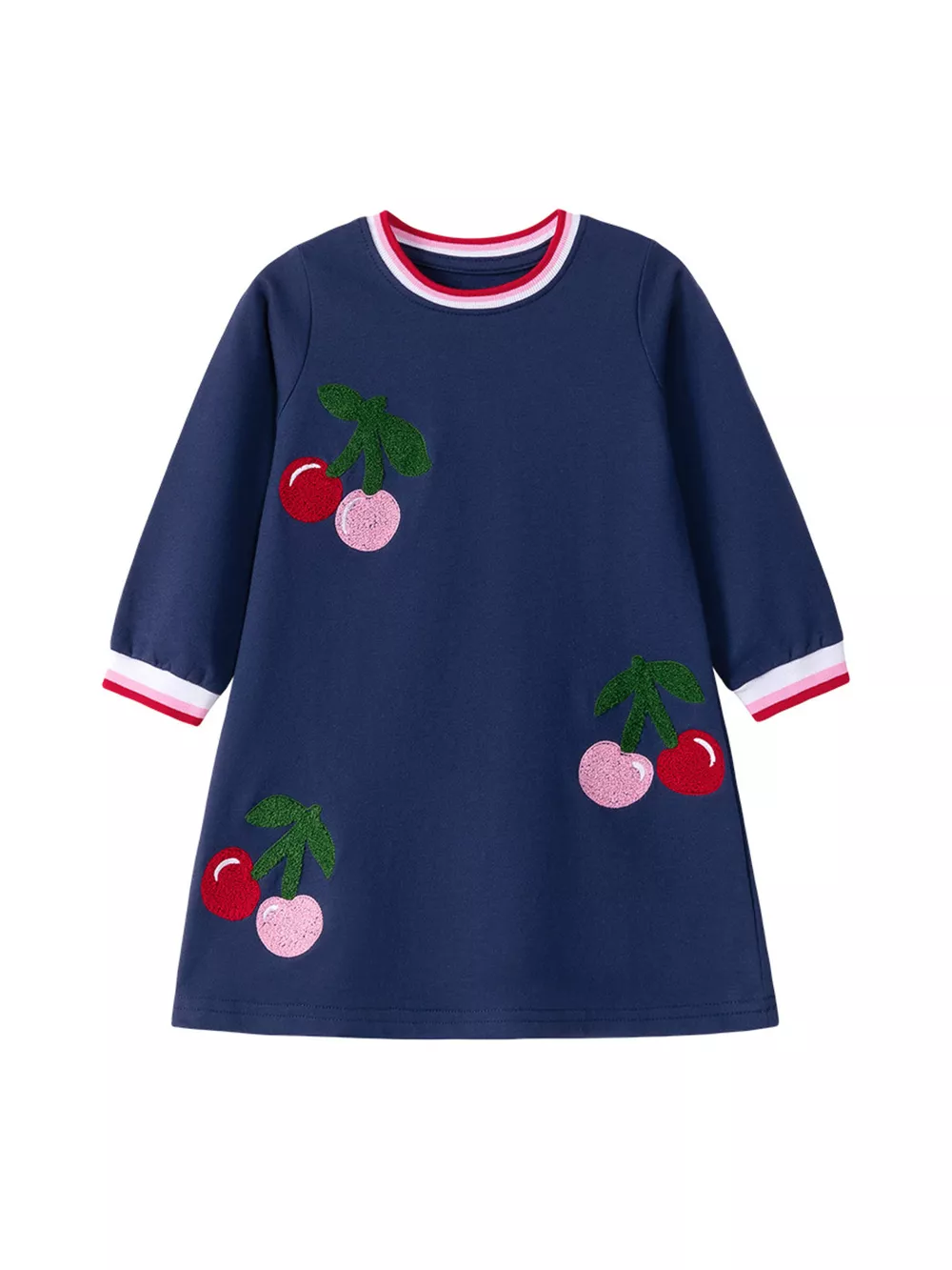 Children's Cherry Appliqued Long Sleeve Dress, image 2