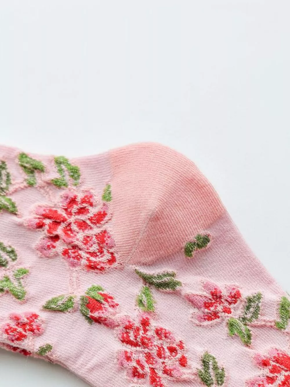 Floral Ankle Socks with Contrast Trim, image 6