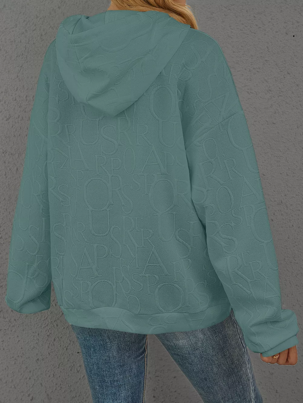 Full Size Embossed Lettering Casual Hoodie Plus Size, image 25