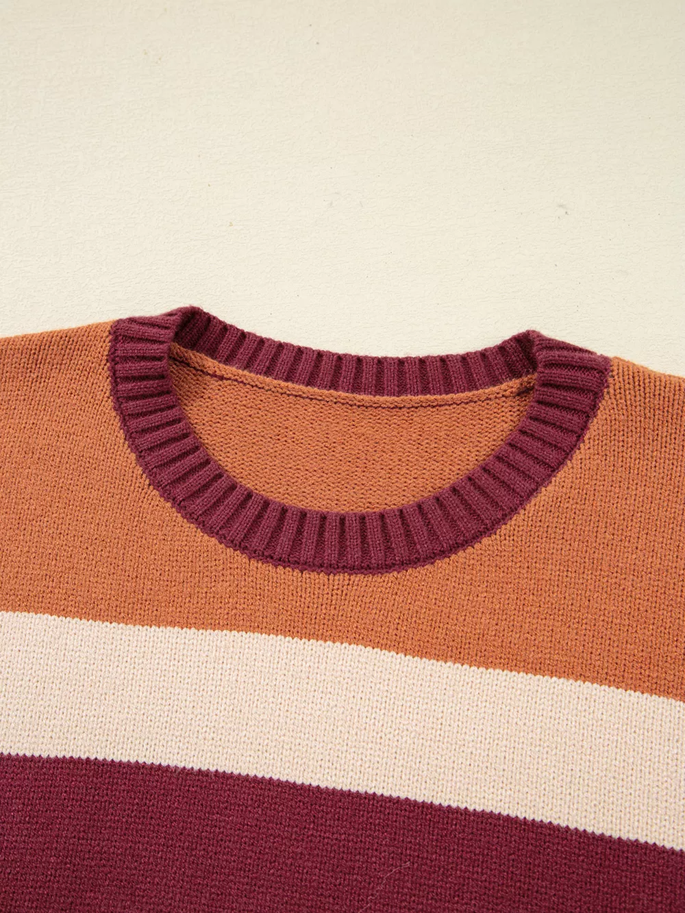 Checkered Color Block Knitted Drop Shoulder Sweater, image 10