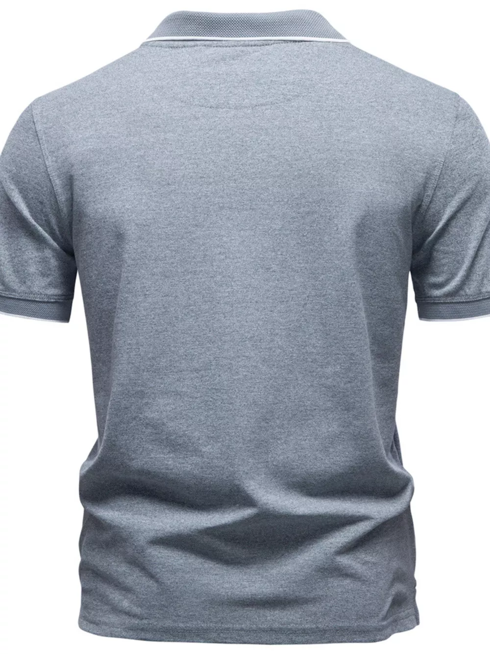 Men's Zippered Collar Polo with Contrasting Trim, image 2