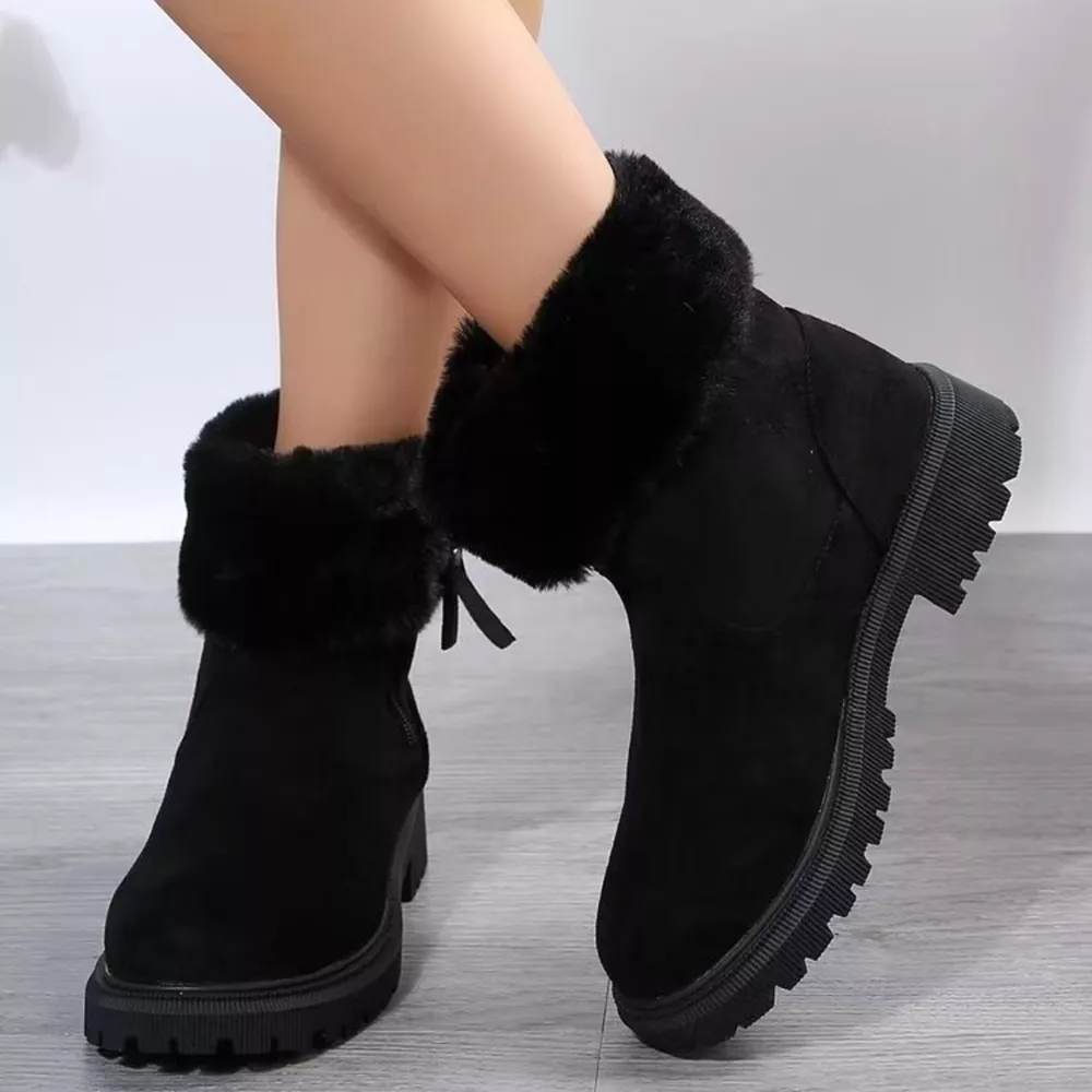 Faux Fur Lined Side-Zip Chunky Platform Ankle Boots, image 5