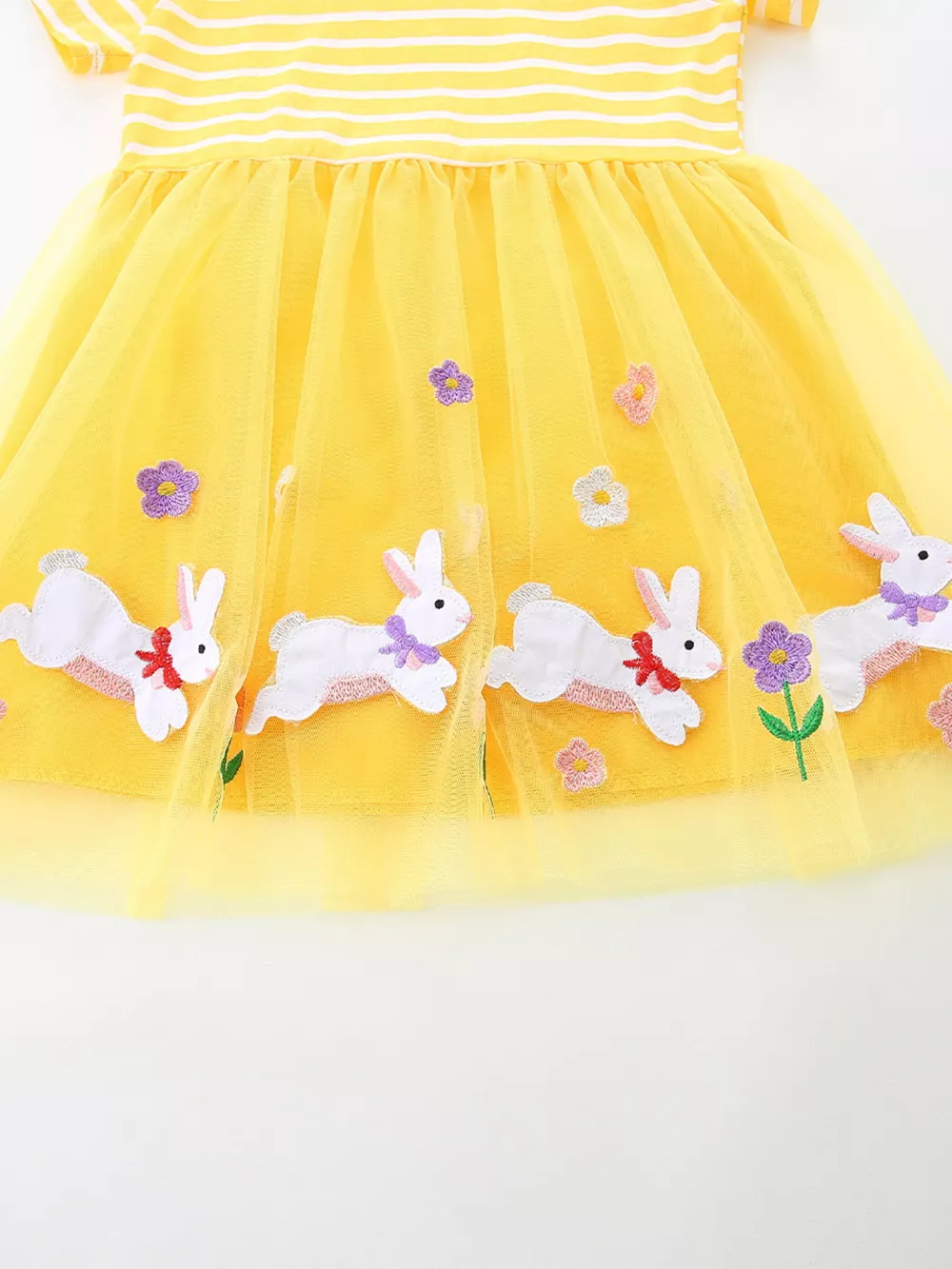 Children's Bunny & Floral Striped Tulle Dress, image 5