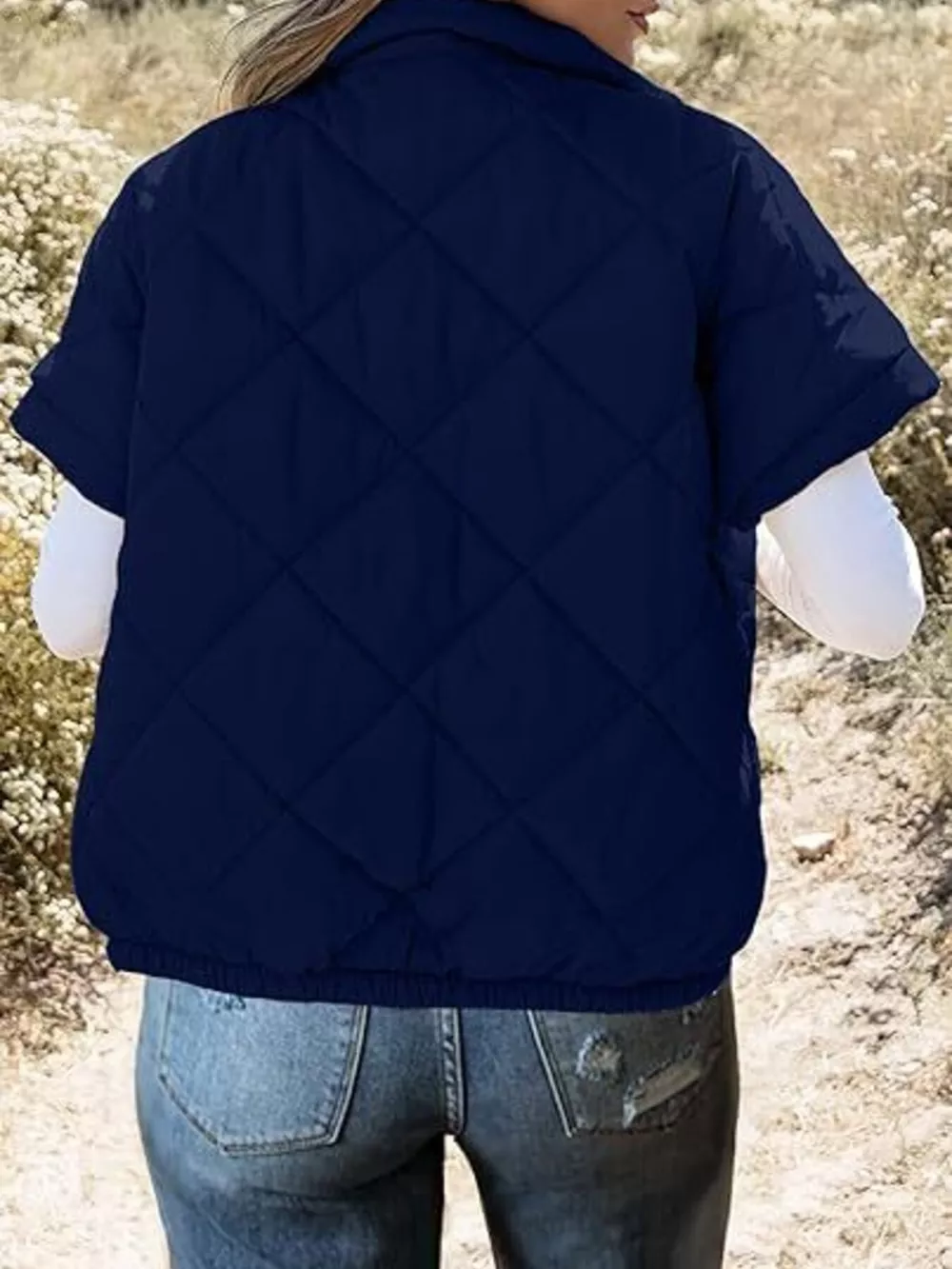 Quilted Zip Up Short Sleeve Winter Coat, image 16