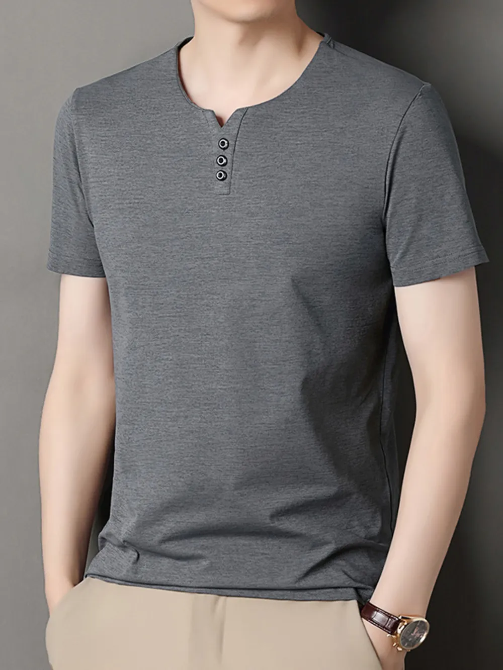 Men's Decor Button Short Sleeve T-Shirt, image 4