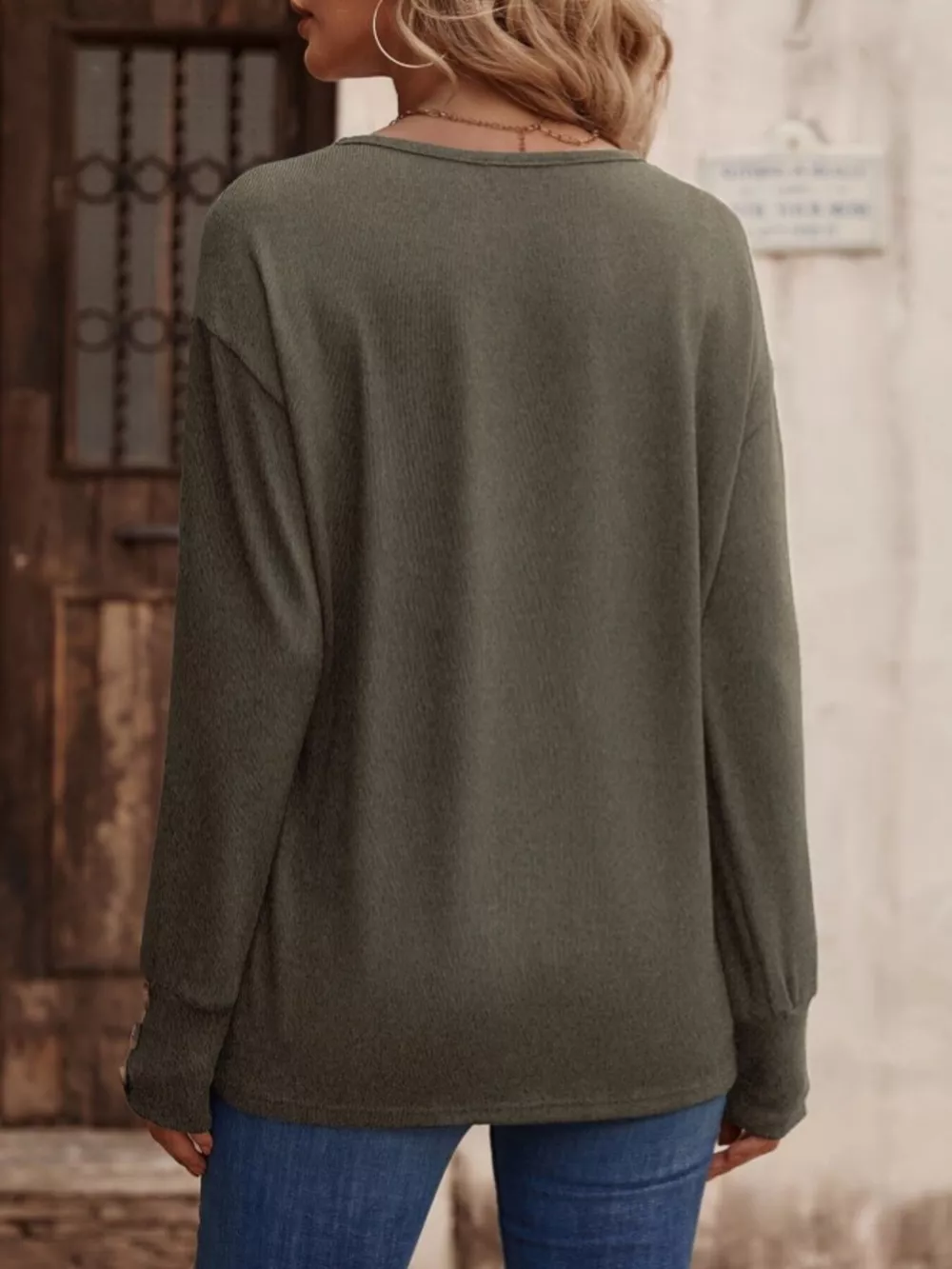 V-Neck Long Sleeve T-Shirt, image 32