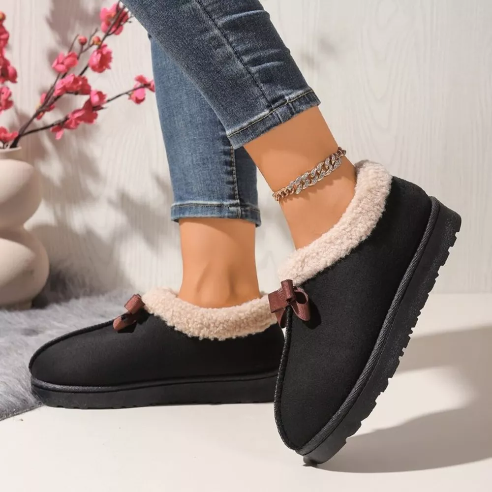 Cozy Bowknot Plush Lined Slip-Ons, image 4