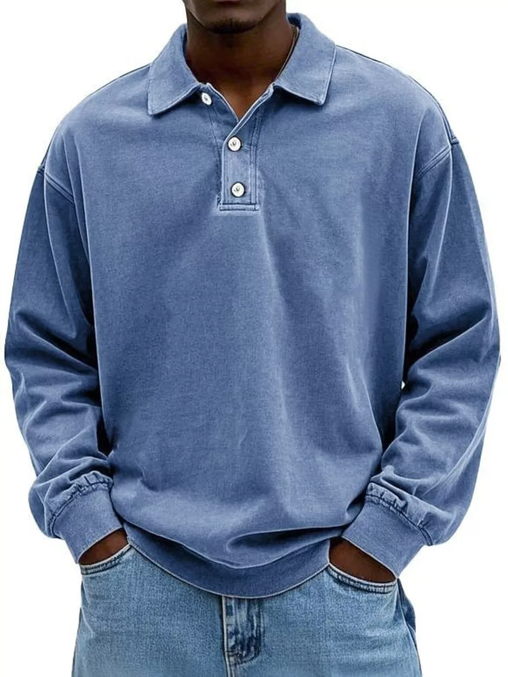 Men's Full Size Vintage Washed Long Sleeve Top Plus Size, image 2