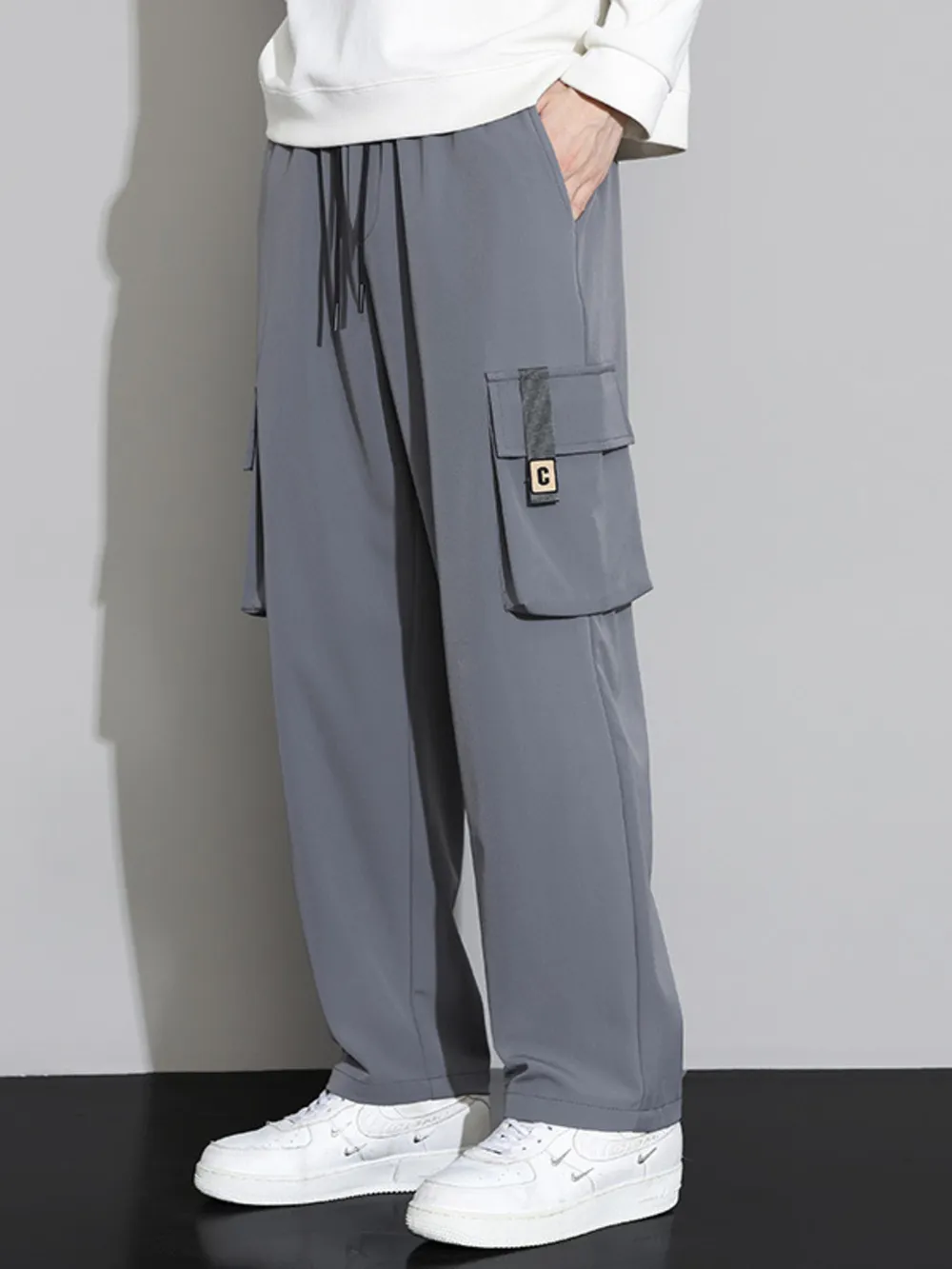 Men's Plus Size Wide Leg Cargo Pants, image 3