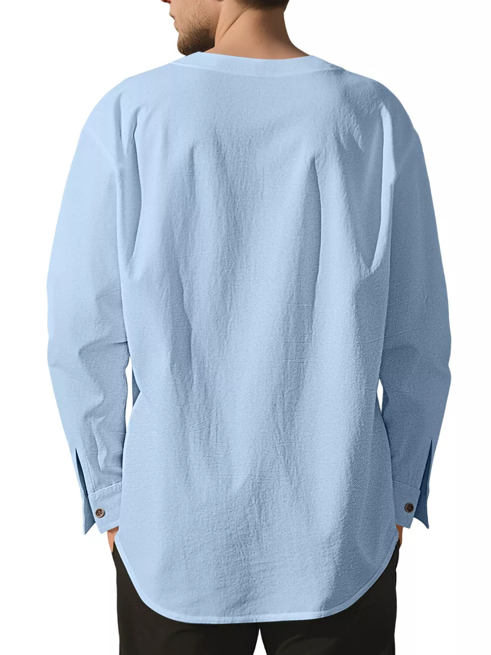 Men's Full Size Casual Pleated Long Sleeve Blouse Plus Size, image 13