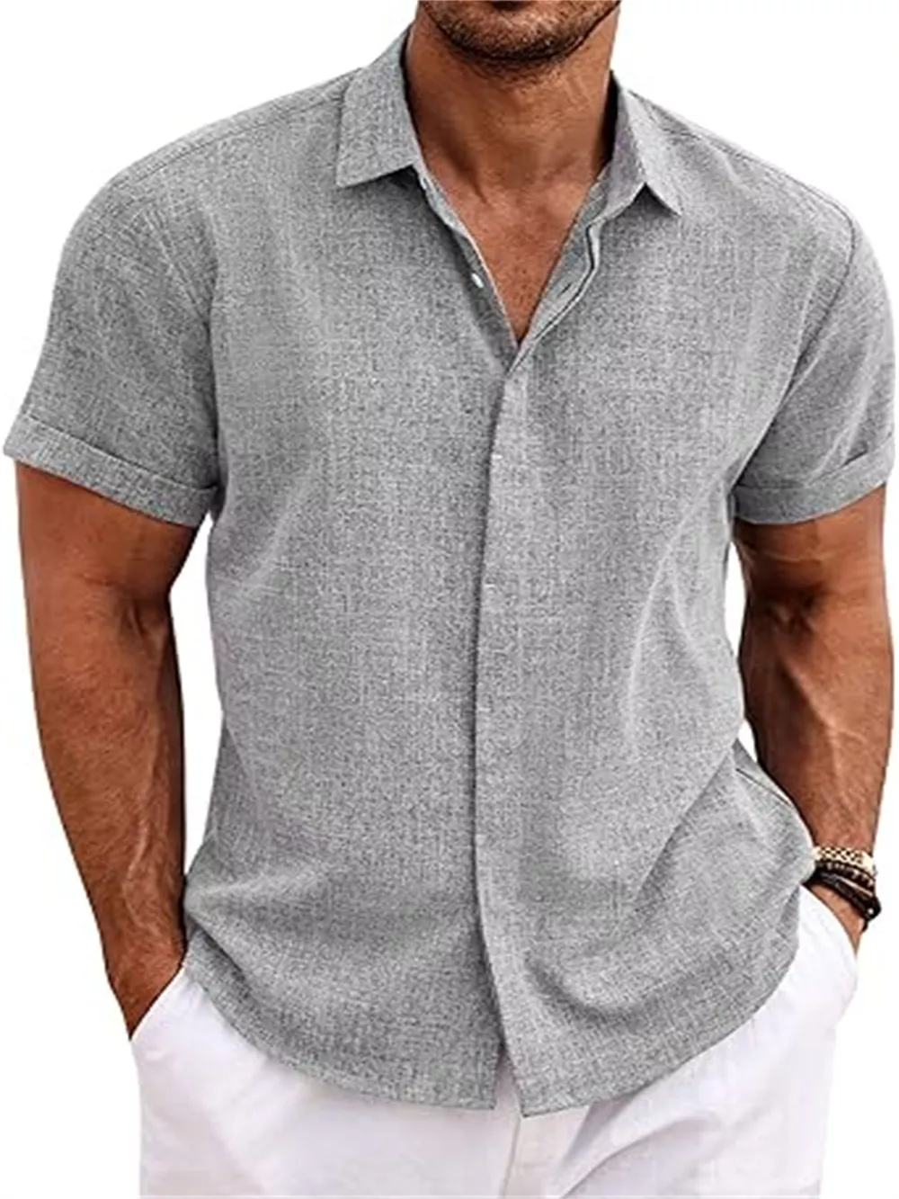 Men's Full Size Casual Short Sleeve Button-Down Shirt Plus Size, image 14