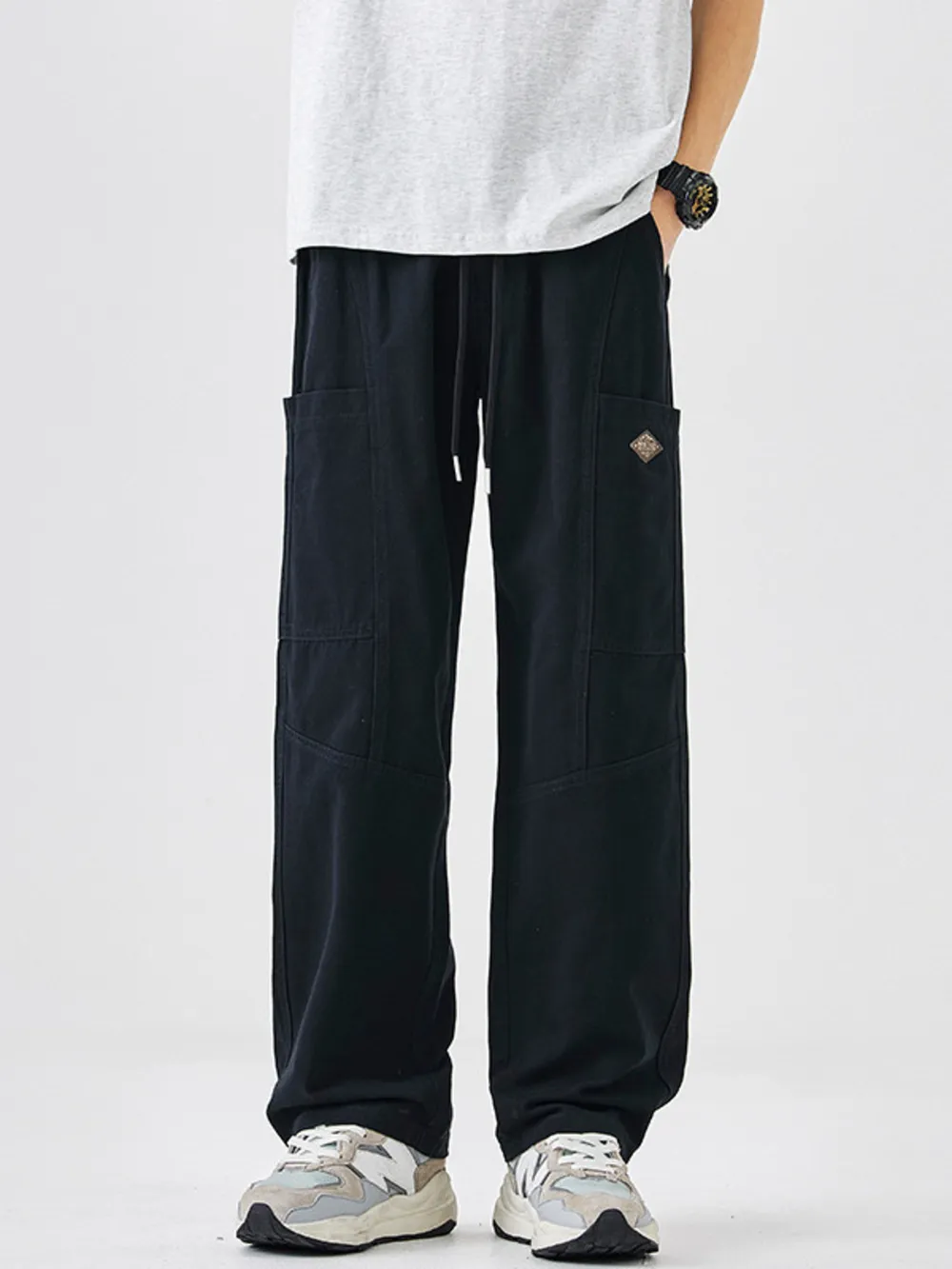 Men's Plus Size Casual Wide-Leg Drawstring Pants, image 2