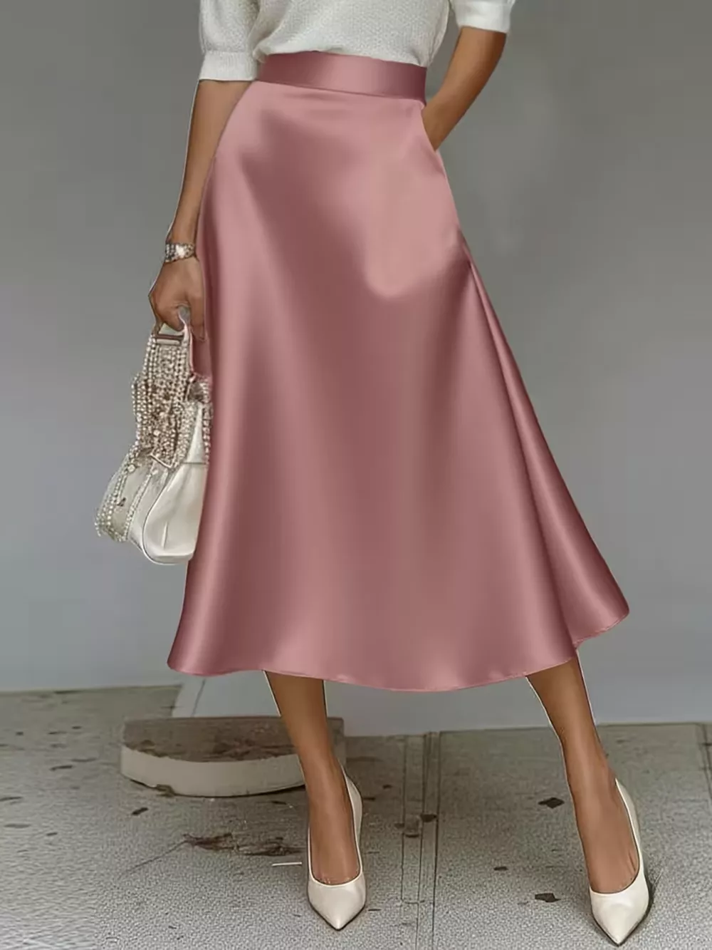 Satin Midi Skirt, image 21