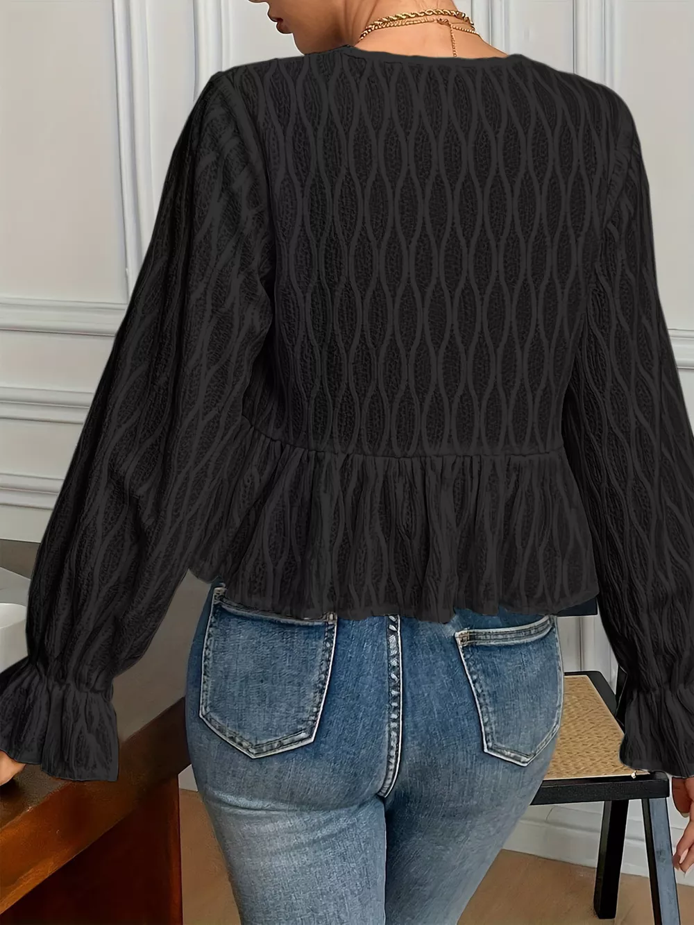 Tie Front Flounce Sleeve Blouse, image 11