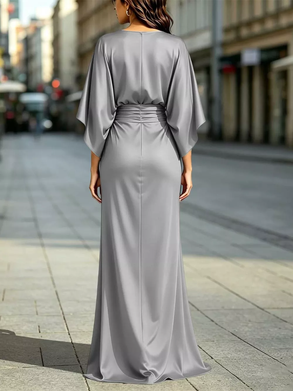Ruched Waist Maxi Dress with Pockets, image 16