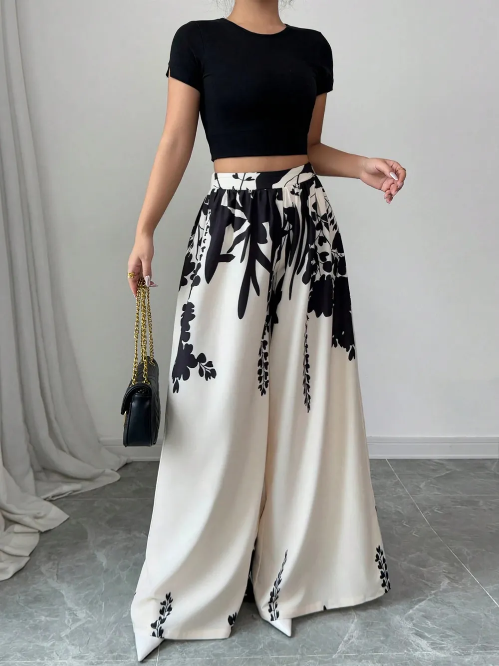 Printed Wide Leg Pants, image 2