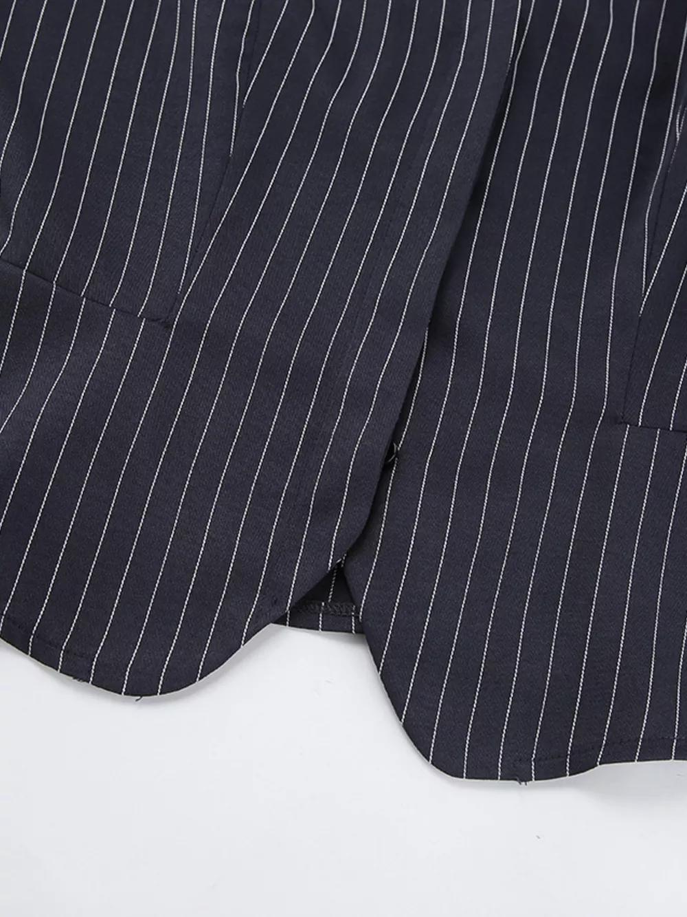 Striped Blazer & Mini Skirt Set with Neck Tie, image 9