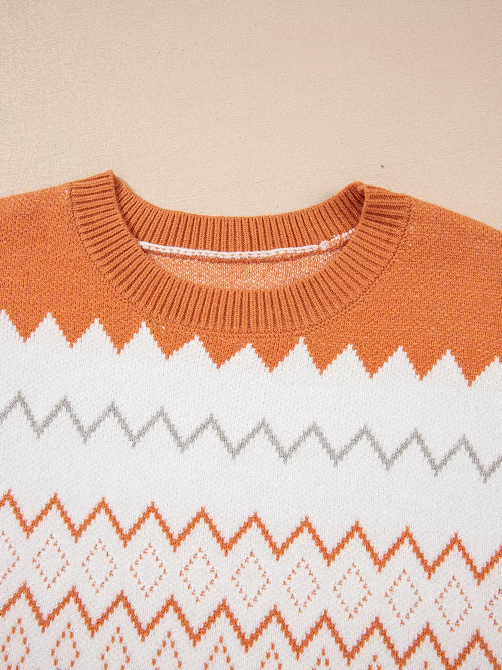 Zigzag Geometric Pattern Round Neck Sweater, image 7