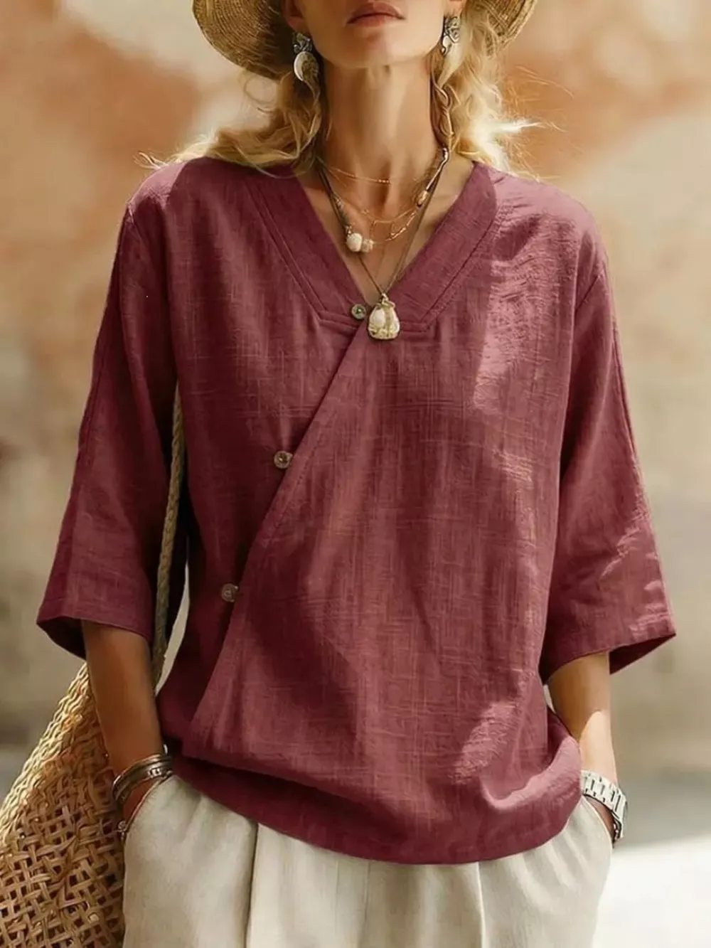 Surplice 3/4 Sleeve Blouse, image 8