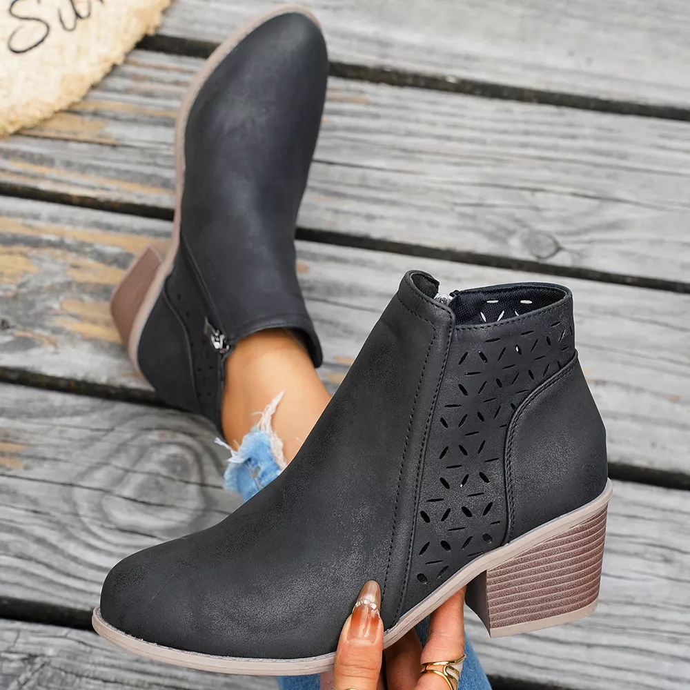 Round Toe Block Heels Boots, image 3