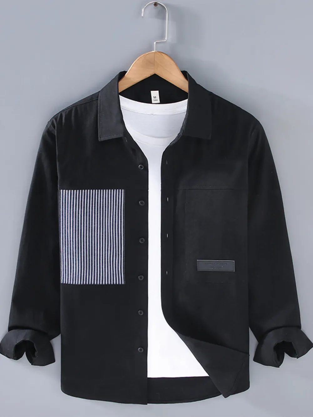 Men's Plus Size Striped Button Up Long Sleeve Shirt