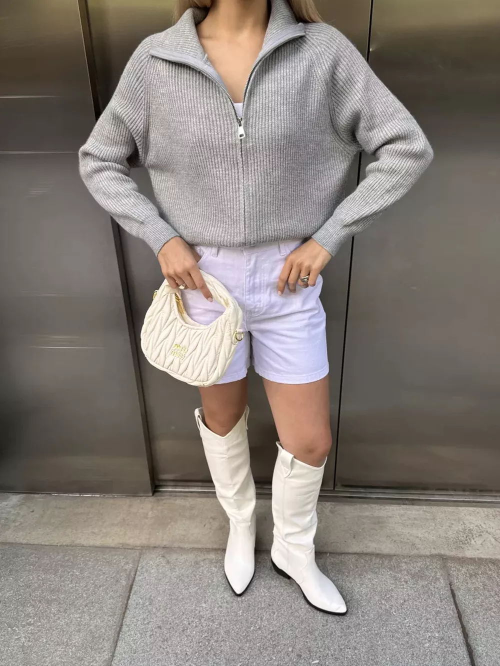 Zip-Up Ribbed Knit Cardigan, image 5