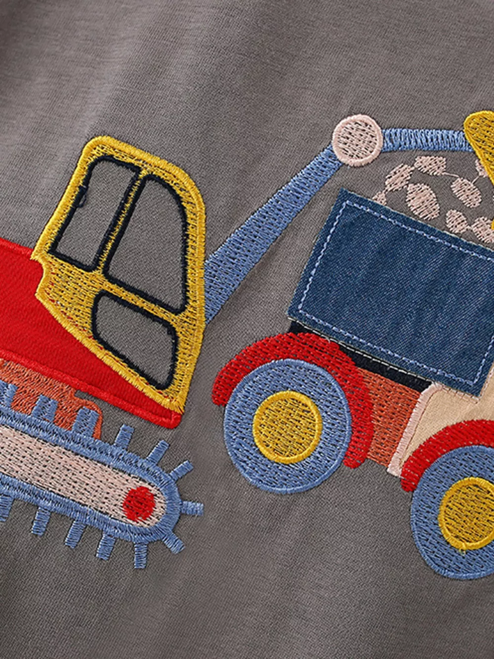 Children's Construction Vehicle Embroidered T-Shirt, image 2