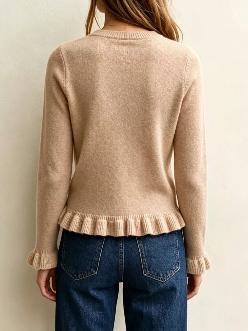 Ruffle-Trimmed Crew Neck Sweater, image 8