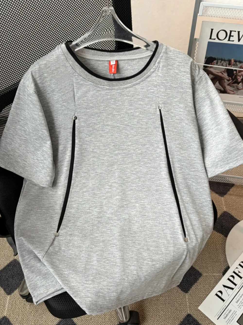 Men's Plus Size Contrast Trim Round Neck Short Sleeve T-Shirt, image 3