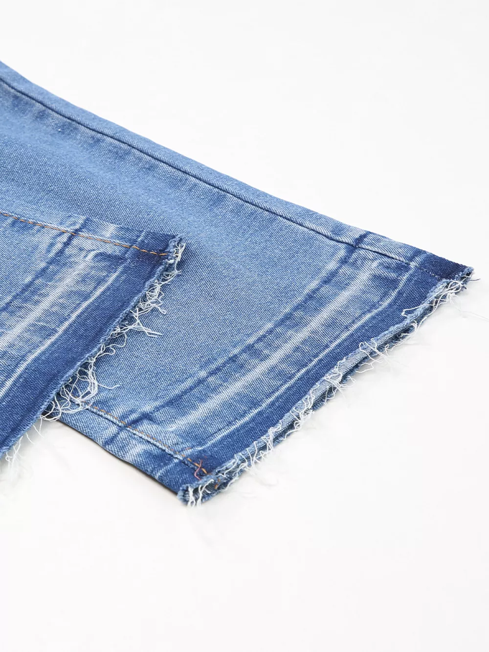 Whiskered Wash Raw Hem Cropped Jeans, image 10