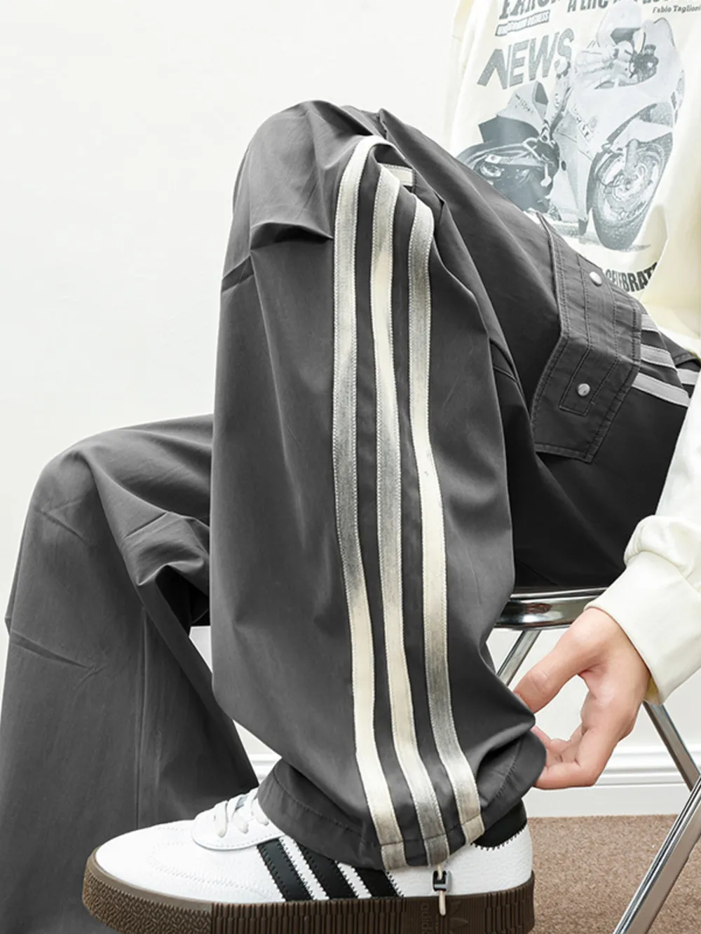 Men's Plus Size Casual Loose Cargo Pants with Side Stripes, image 6