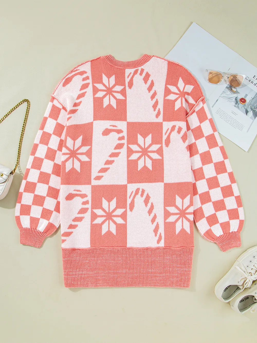 andycane Snowflake Checker Drop Shoulder Sweater, image 2