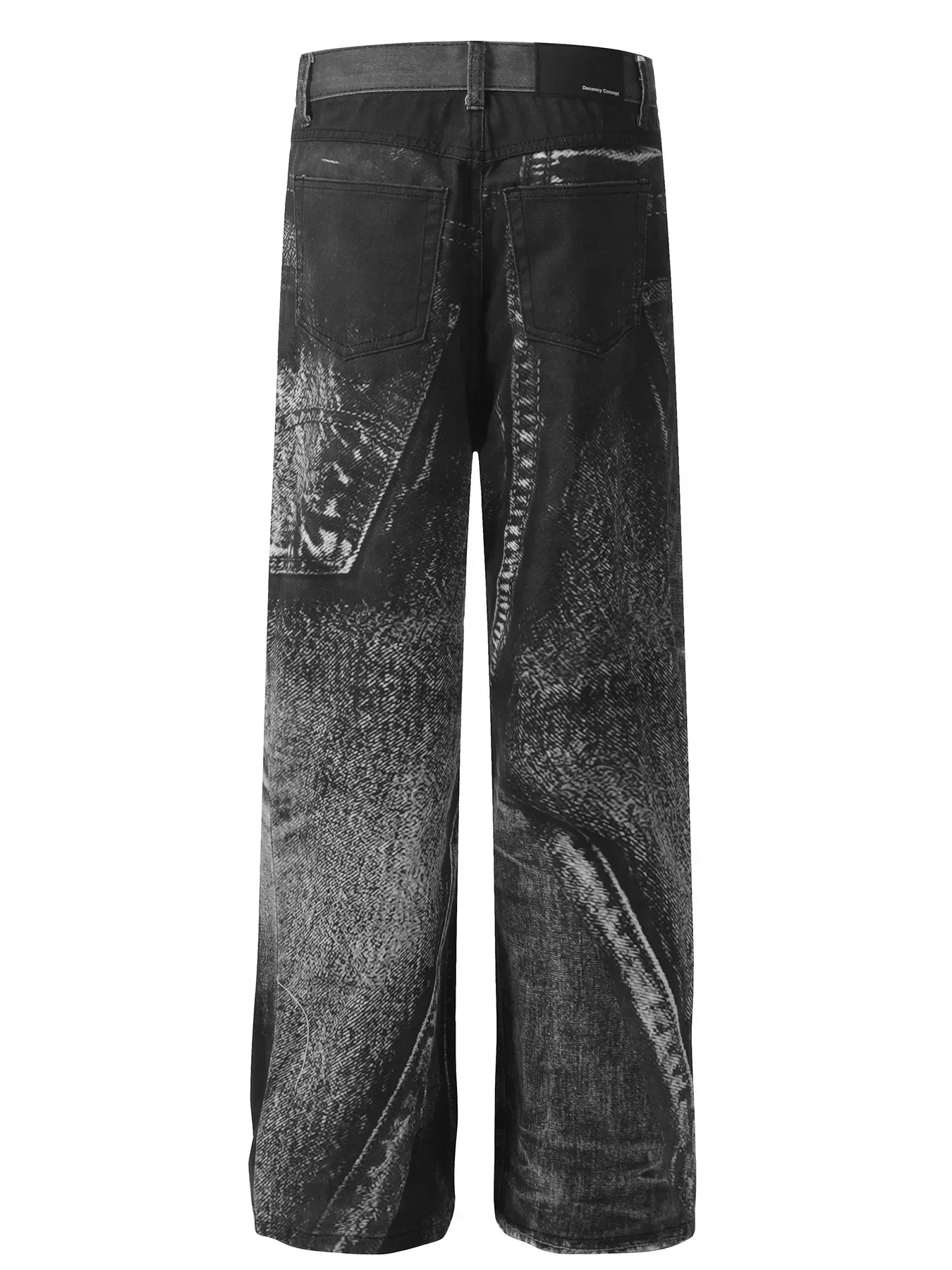 Men's Washed Wide Leg Jeans with Artistic Fade Details, image 3