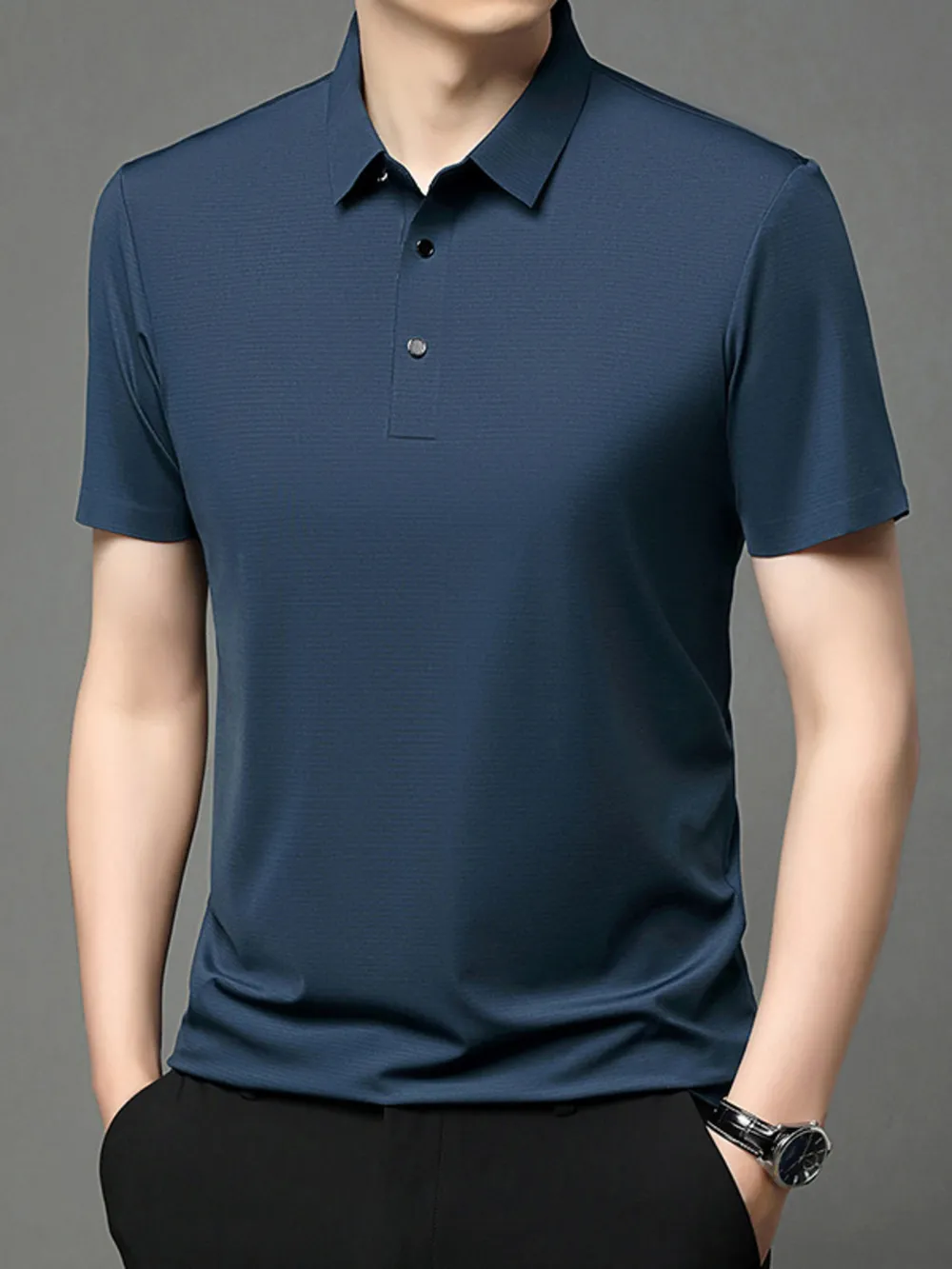 Men's Plus Size Button Detail Short Sleeve Polo, image 9