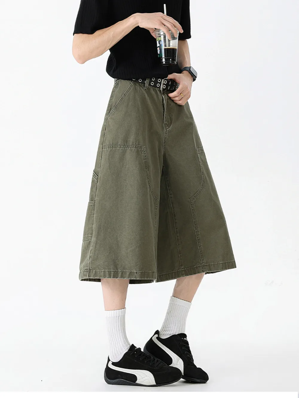 Men's Full Size Wide Leg Cargo Denim Shorts Plus Size, image 2