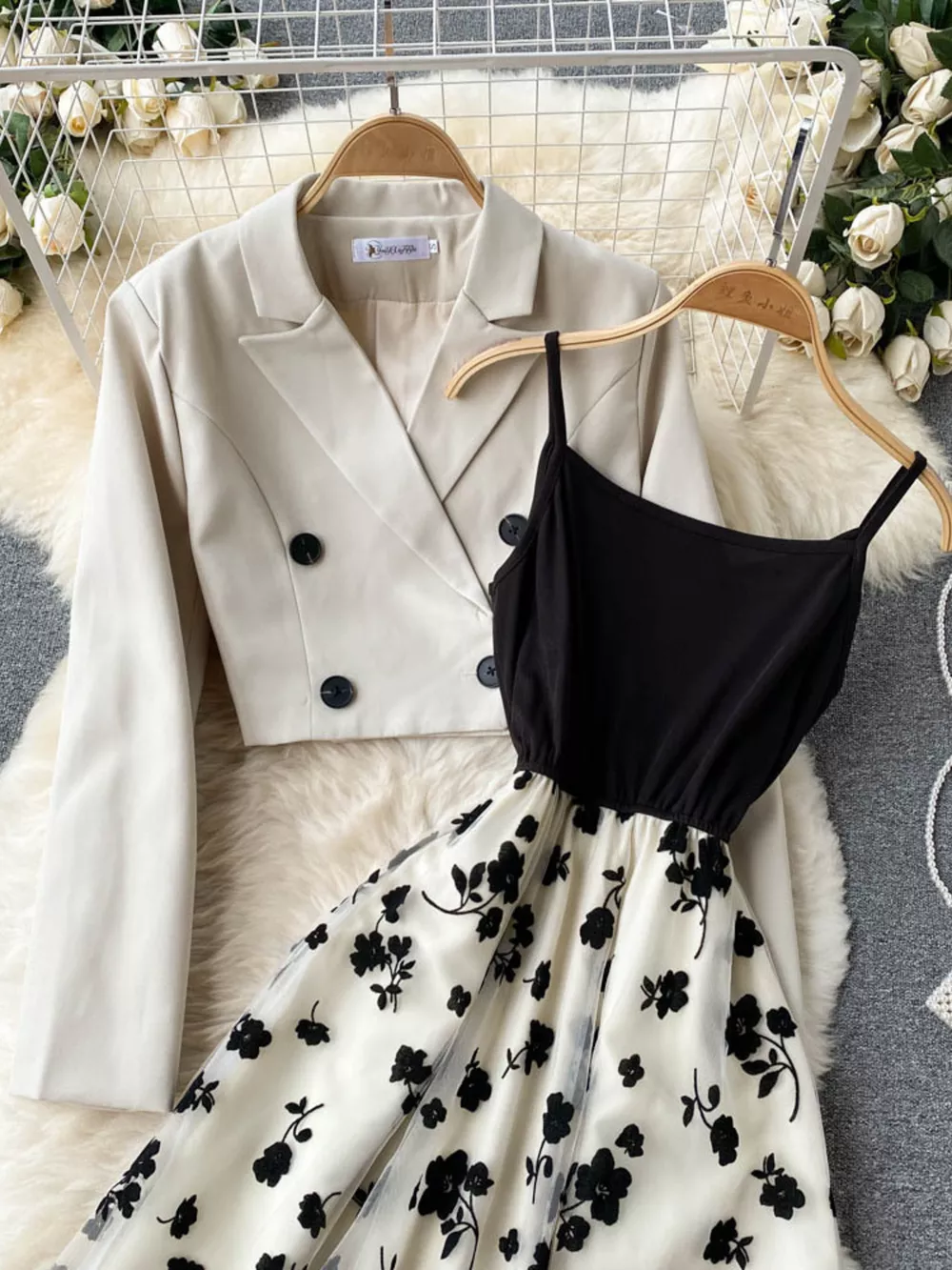 Floral Mesh Dress & Blazer Set, image 10