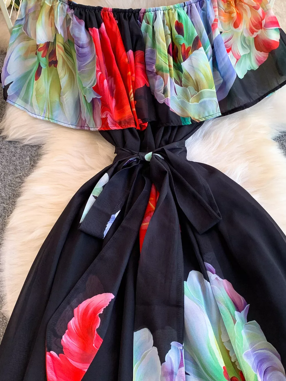 Floral Off-Shoulder A-Line Dress, image 3