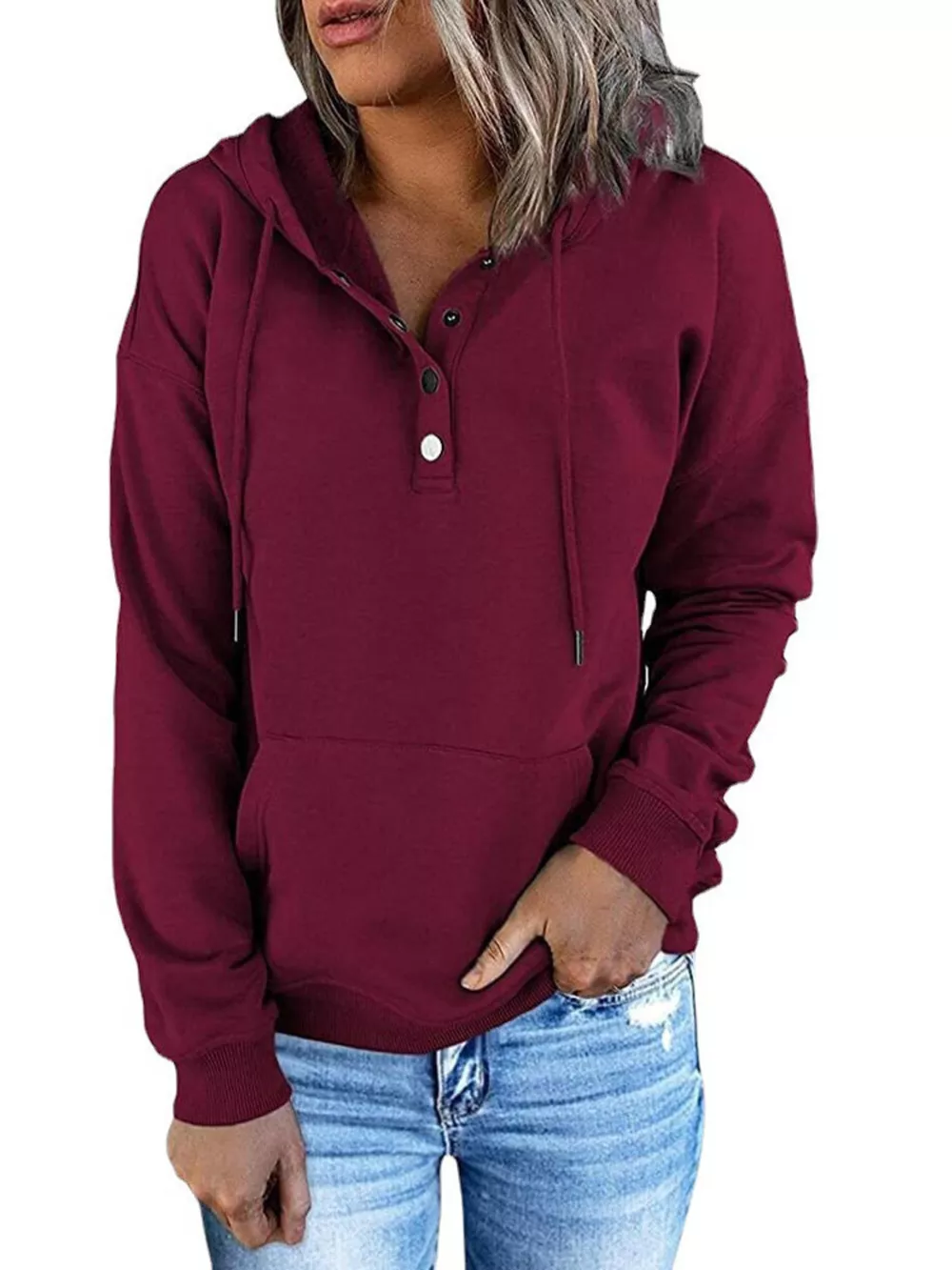 Full Size Kangaroo Pocket Drawstring Long Sleeve Hoodie Plus Size, image 7