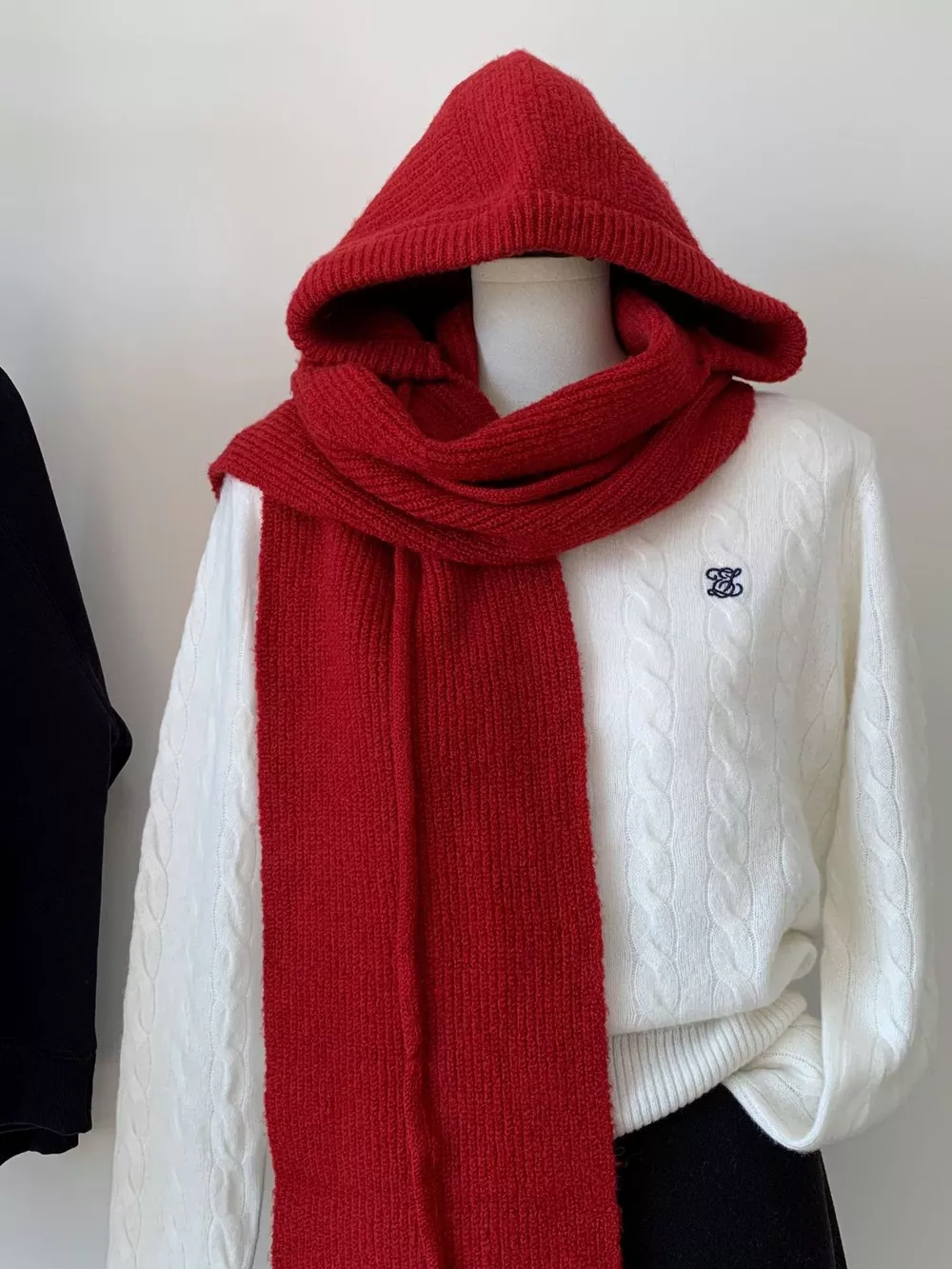 Knitted Solid Color Scarf Hat, image 8